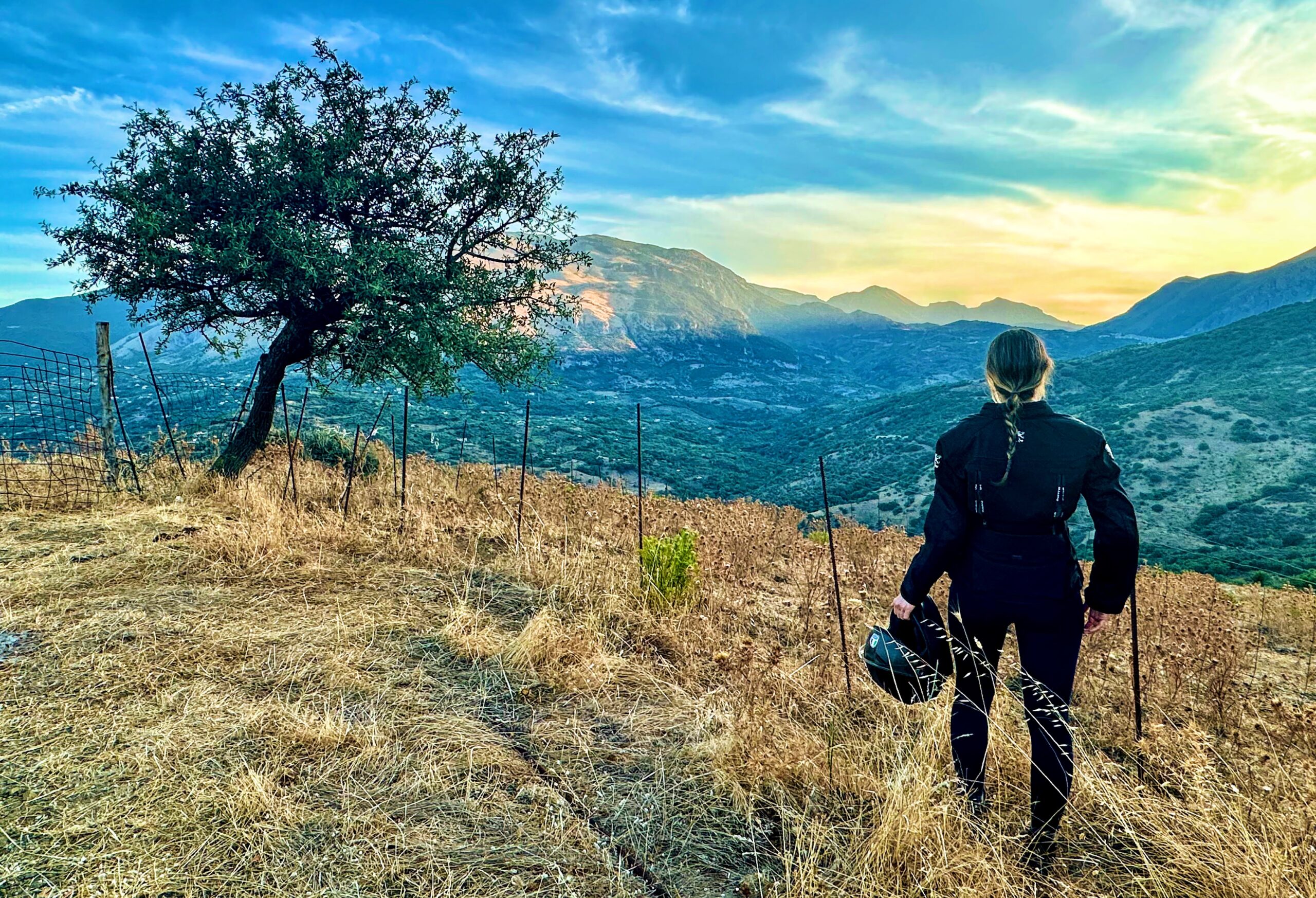 Motorcycle ride with a sunset in the Madonie mountains; Castelbuono, Sicily (Italy)