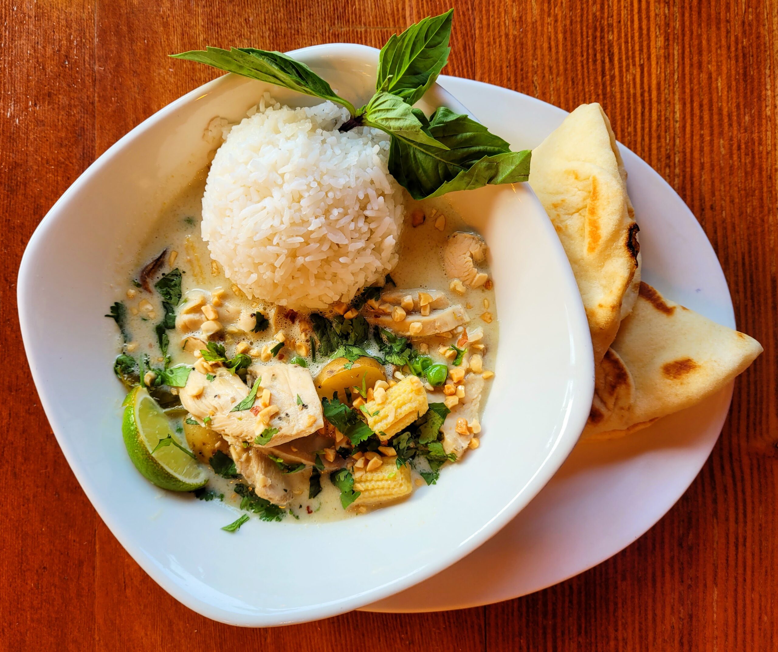 Thai chicken green curry at Tree House Cafe; Salt Spring Island, British Columbia (Canada)