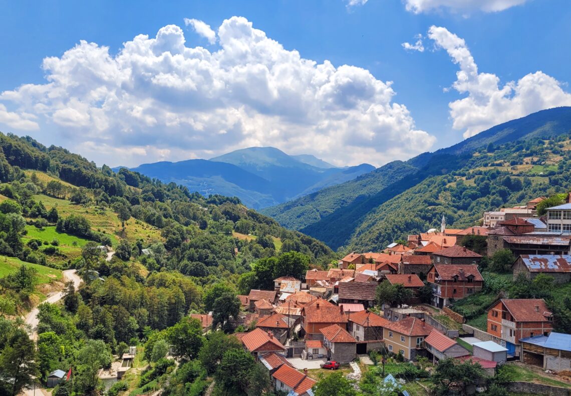 View of Vejtse, North Macedonia - a small village in the Shar Mountains