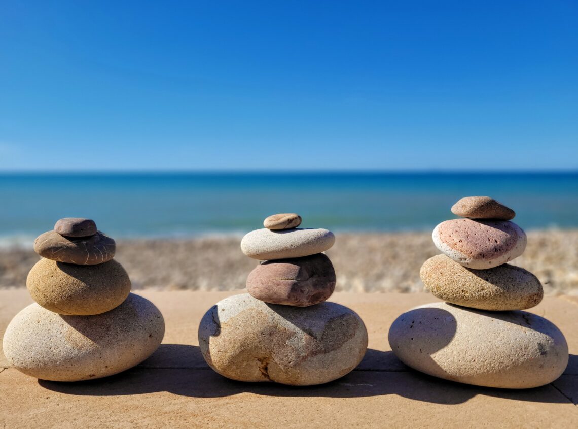 3 stacks of rocks side by side @ Spiaggia Lungomare Castel di Tusa