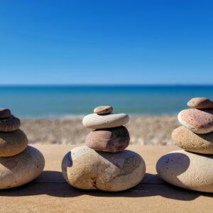 3 stacks of rocks side by side @ Spiaggia Lungomare Castel di Tusa