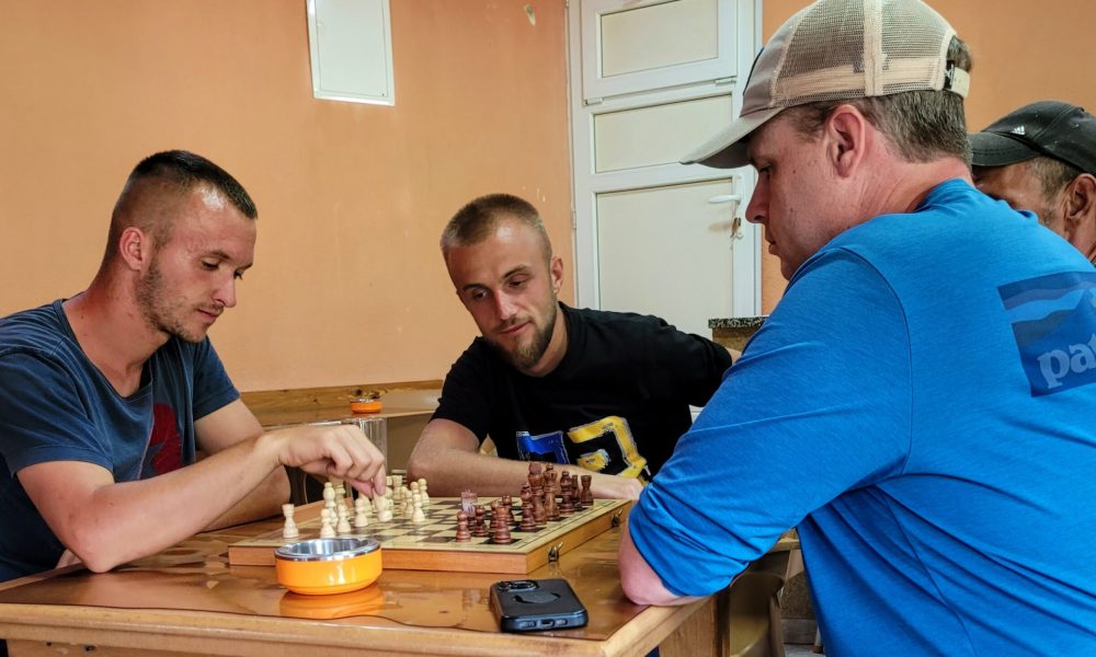 Low key chess game with the locals; Vejtse, North Macedonia