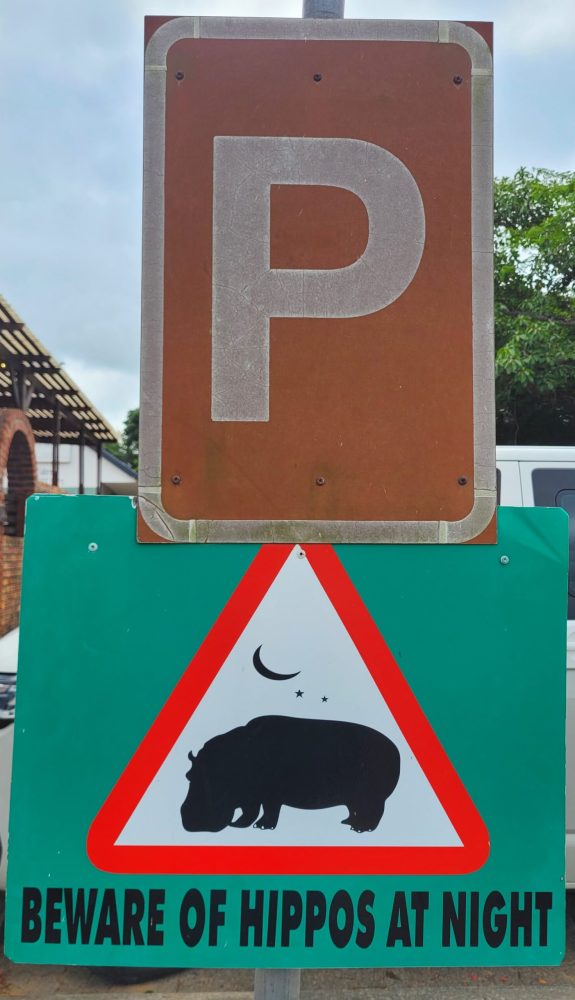 Hippo warning sign in St Lucia, South Africa