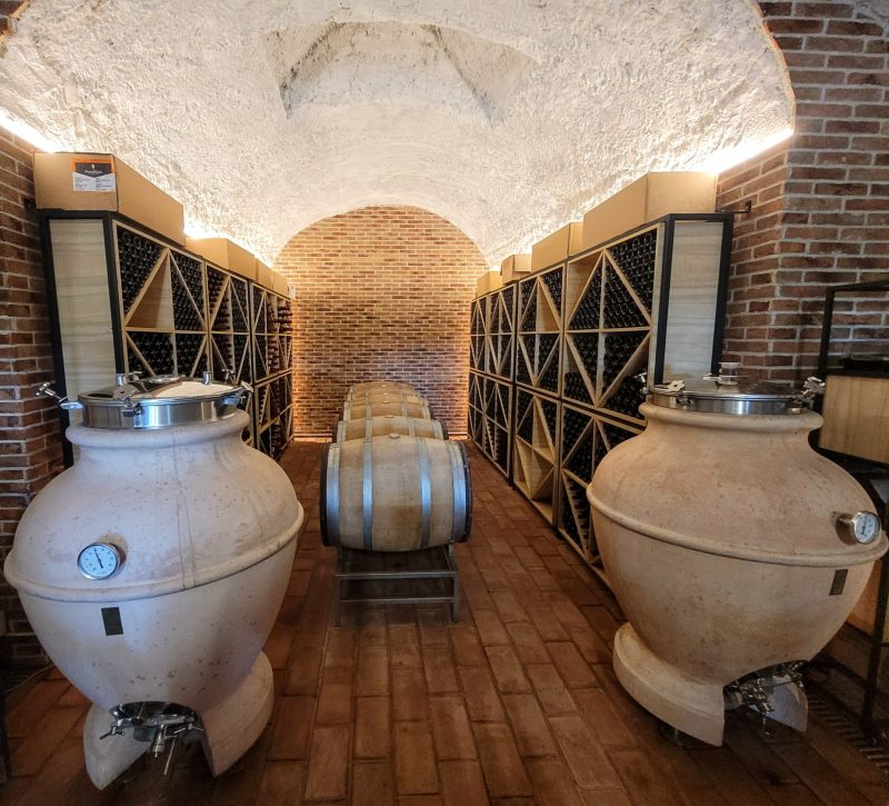 Renovated old communist bunker that is used for wine making @ Abaia Winery and Vineyard; Durres, Albania