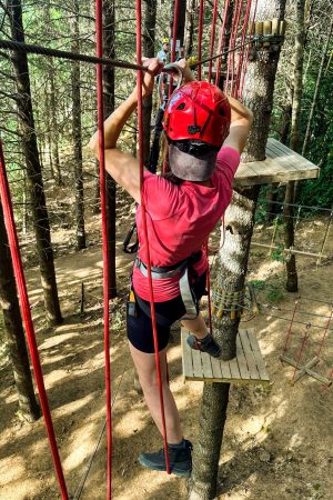 A view of me high up on one of the obstacle courses at Parco Avventura Madonie; Petralia Sottana, Sicily (Italy)